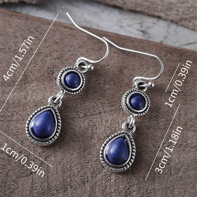 Retro Ethnic-Style Floral Waterdrop-Shaped Alloy Earrings Vera Lux