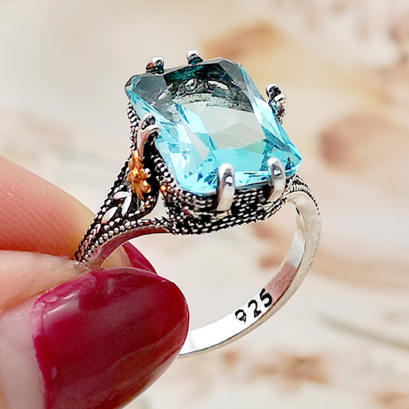 Sapphire-blue Topaz Ring With Gold Plating Vera Lux