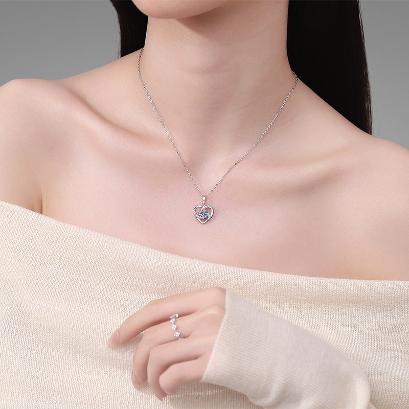 S925 Sterling Silver Necklace With An Eternal Heart Pendant And Moissanite Vera Lux