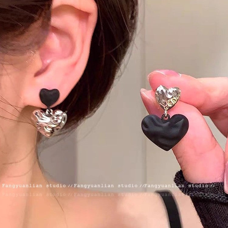Vintage Leopard Print Heart Stud Earrings For Women, Retro Y2K Sweet Cool Leopard Heart Earrings, Trendy Aesthetic Daily Wear Jewelry Gift Vera Lux