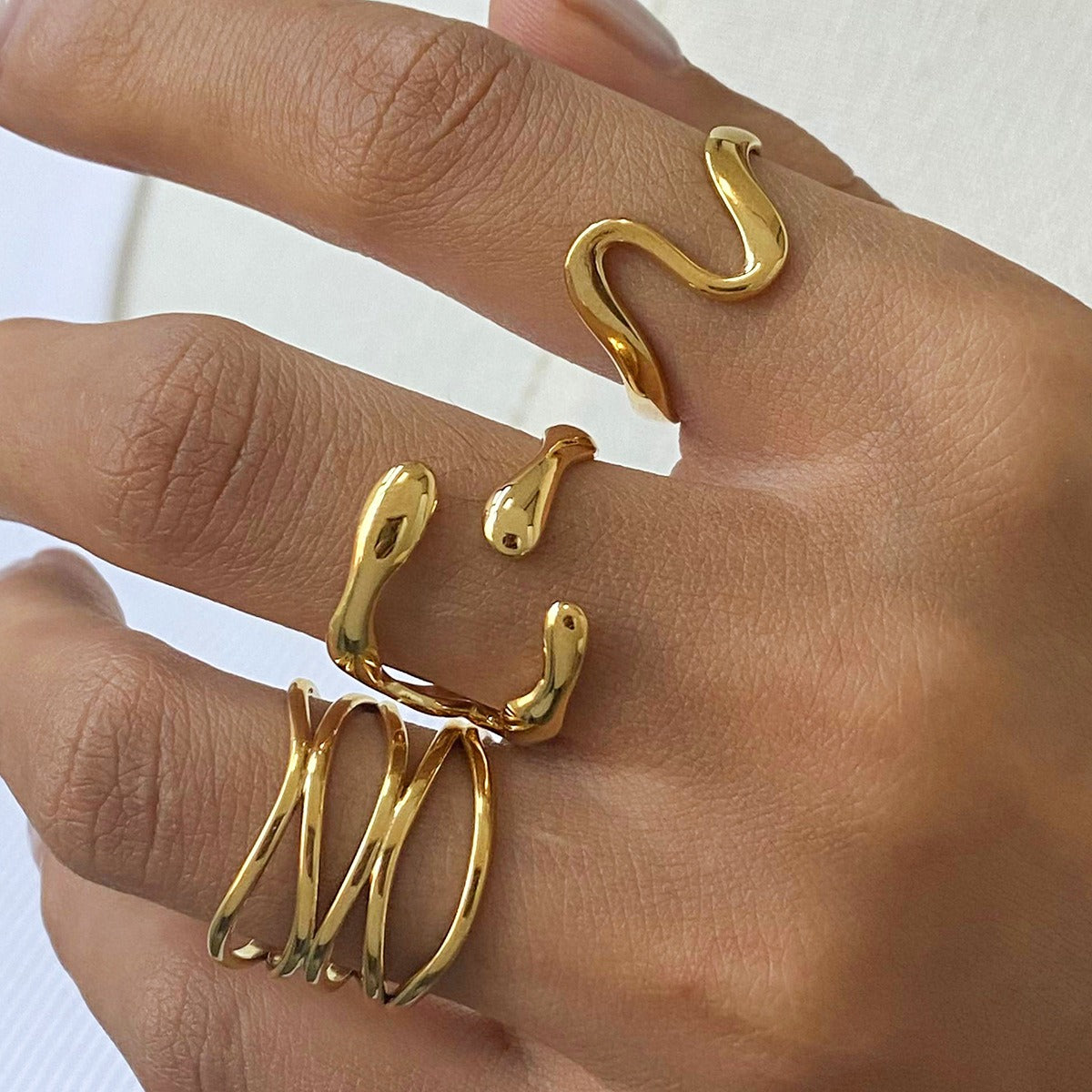 18K gold titanium steel open ring Vera Lux