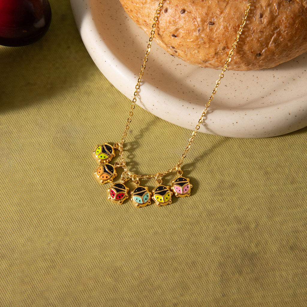 18K Gold Stainless Steel Ladybug Necklace Vera Lux