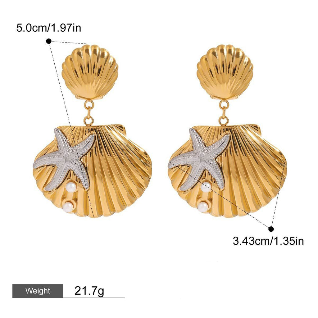 18K shells and starfish design exquisite and unique earrings Vera Lux