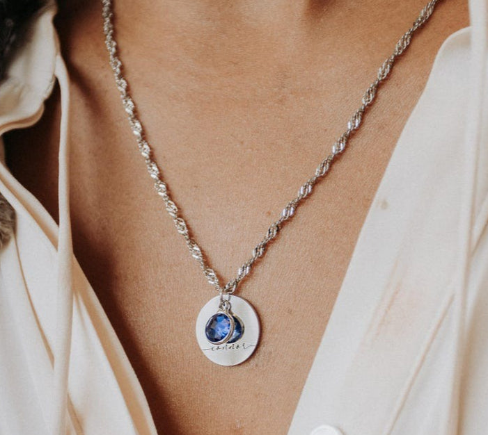 Personalized Round Birthstone Necklace Vera Lux