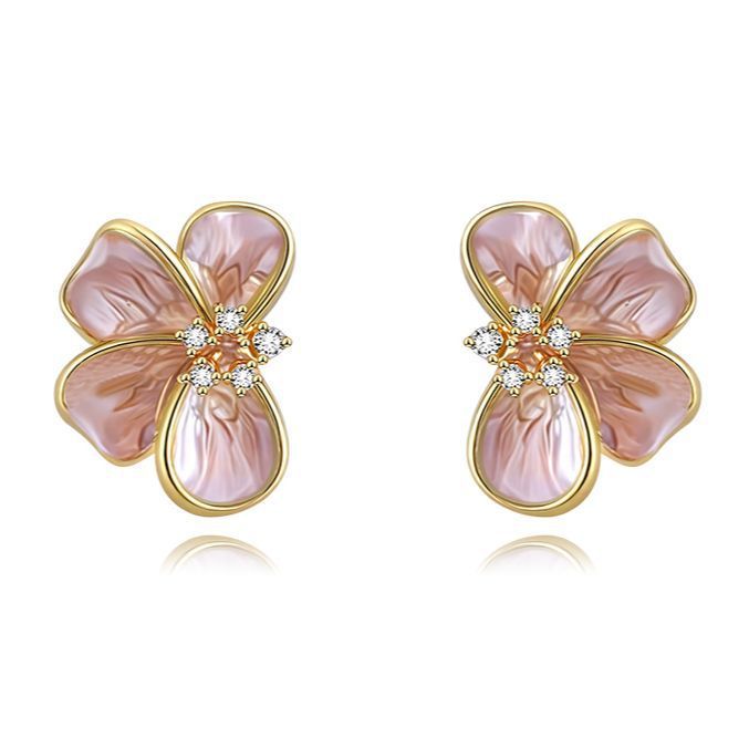 S925 Sterling Silver Needle Unique Drop-Glaze Flower Earrings For Women Vera Lux