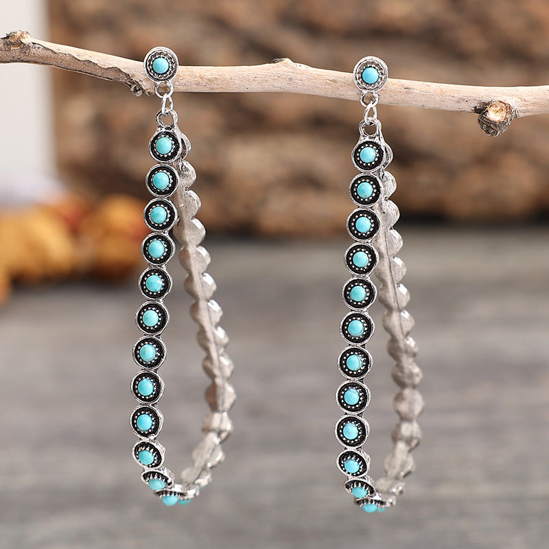 Hollowed-out Large Teardrop Turquoise Earrings Trendy And Unique Vera Lux