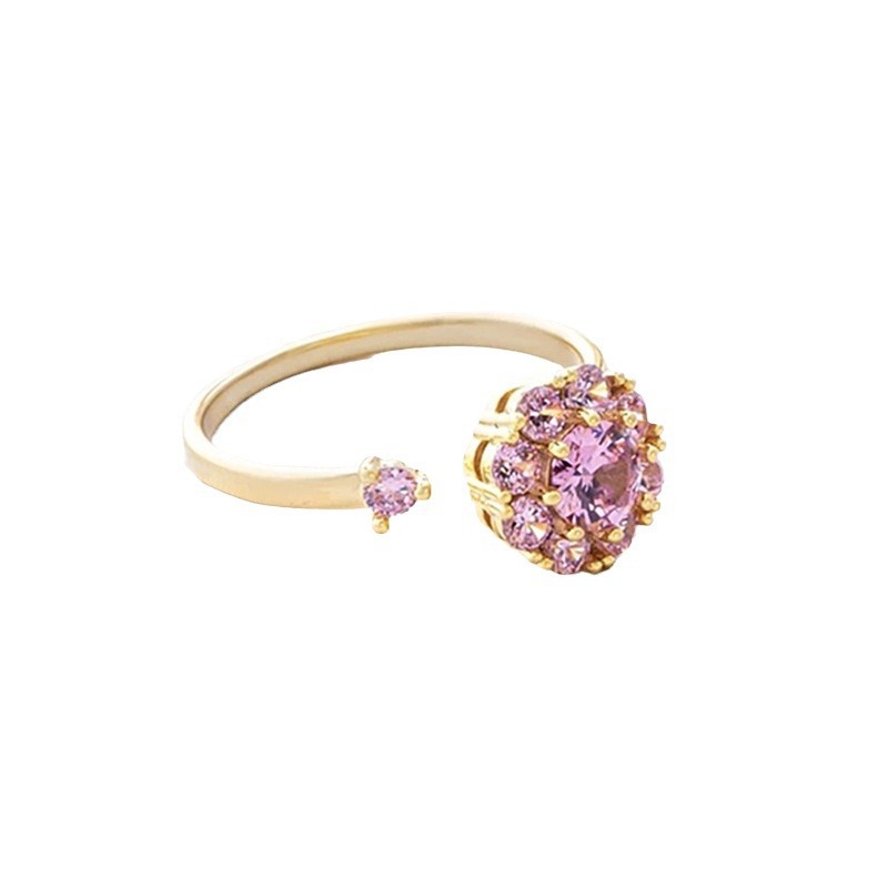 Womens Fashionable Rotatable Simple Elegant All-Match Ring With Flower Design Vera Lux