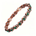 Retro Red Copper Magnetic Therapy Bracelet With Transparent Crystals Unisex Vera Lux