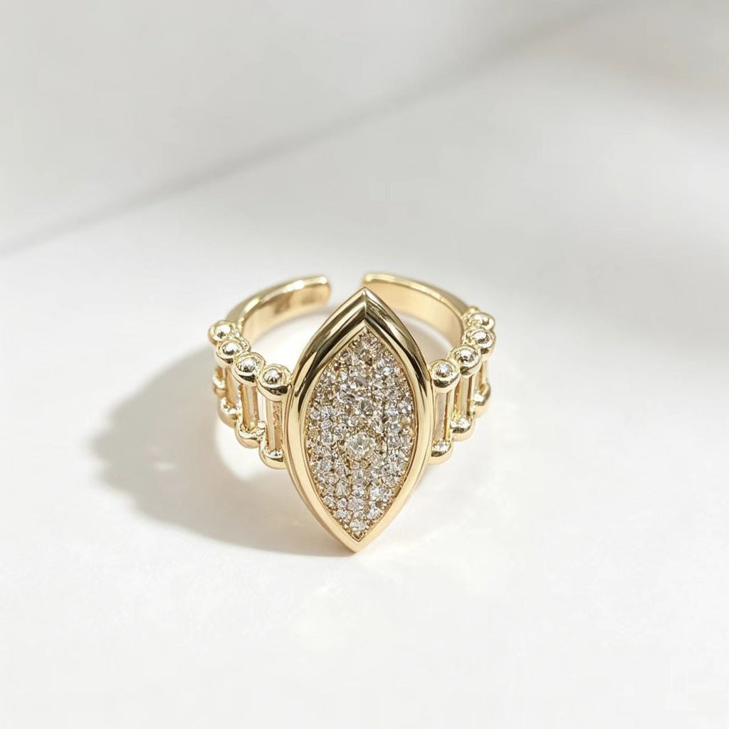 Water-drop Diamond-studded Open Ring Vera Lux