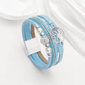 Drilled-bead Multi-layer PU Leather Braided Magnetic-clasp Bracelet Vera Lux
