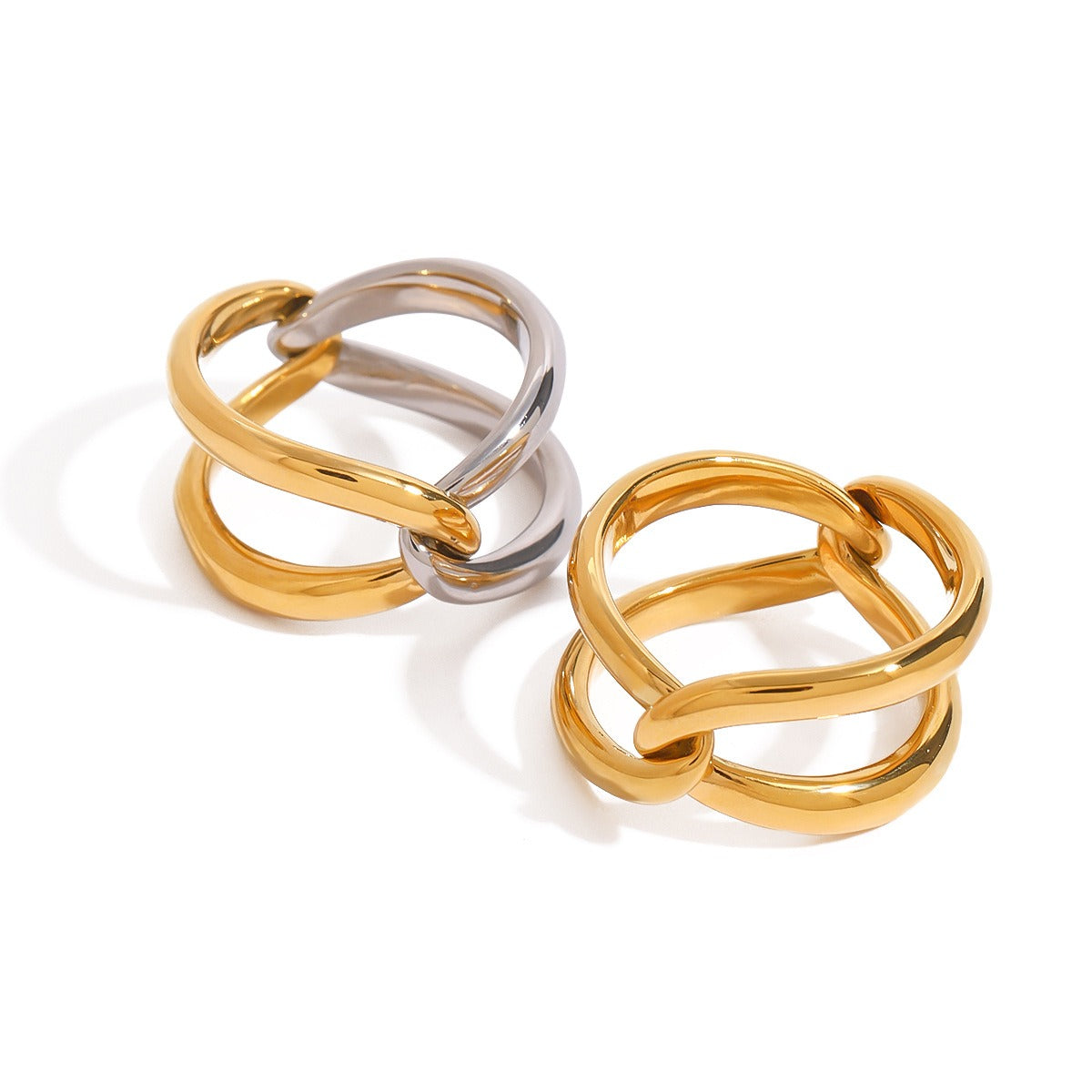 18K gold double-ring cross design simple and elegant ring Vera Lux