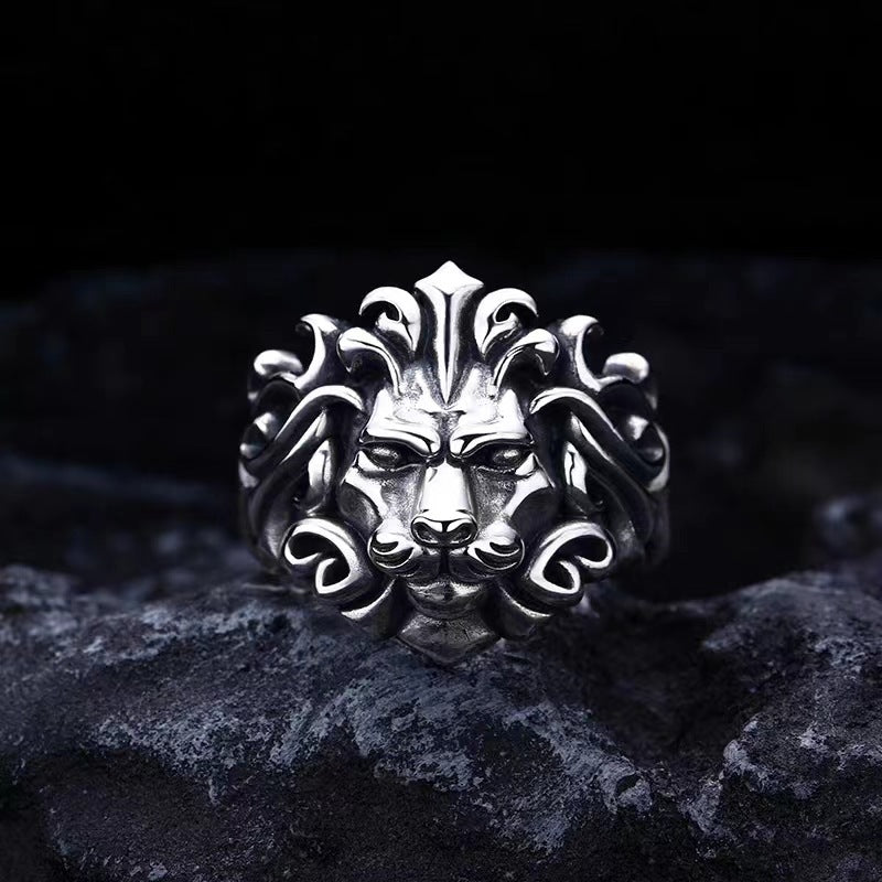 Majestic Lion Silver Jewelry Mens Silver-Plated Ring Vera Lux