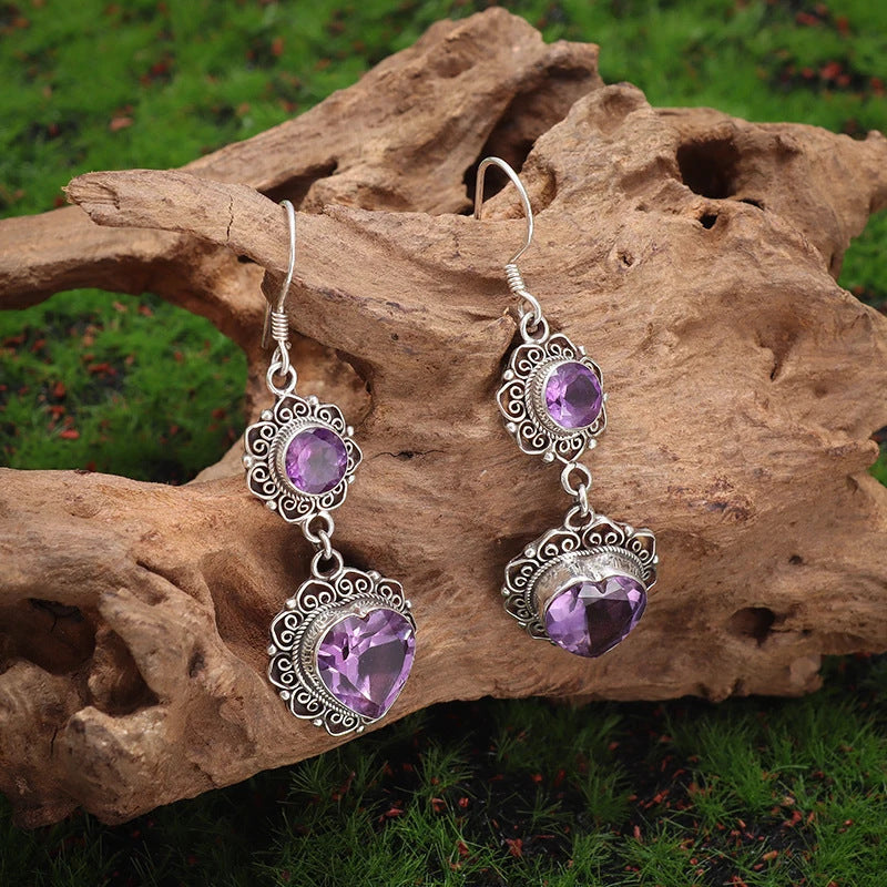 Purple Turquoise Earrings Ethnic Style Bohemian Flair Unique Personality Vera Lux