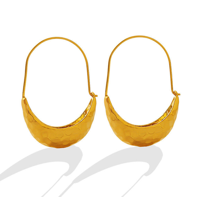 Versatile Instagram-style Boat-shaped Embossed Earrings Vera Lux