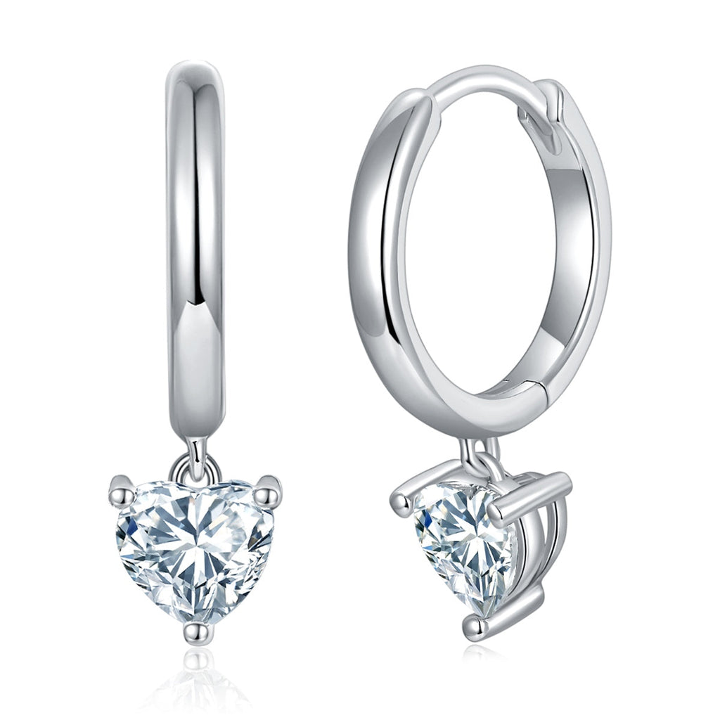 S925 Sterling Silver 5x5mm Heart Shaped Moissanite Hoop Earrings  Platinum Plated Dangle Earrings With GRA Certificate Romantic Jewelry Gift Box Set For Women Vera Lux
