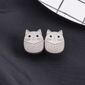 Oval cat head waist buckle-silver-alloy-1 pair Vera Lux