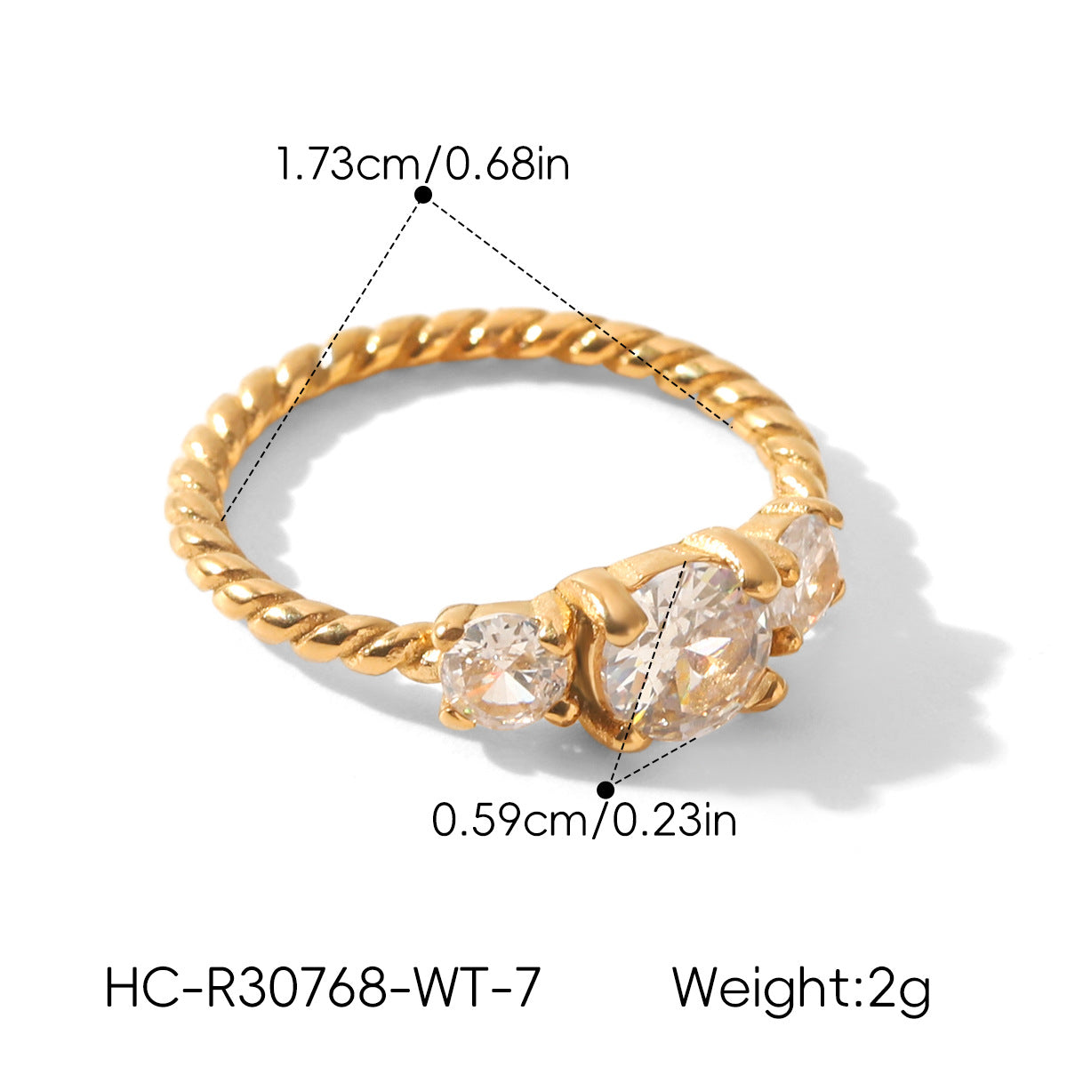 High-end Zircon Titanium Steel Ring Vera Lux