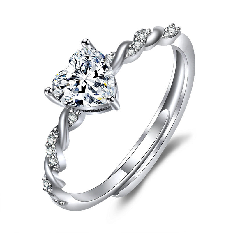 Simple Heart-Shaped Open Ring For Women Vera Lux