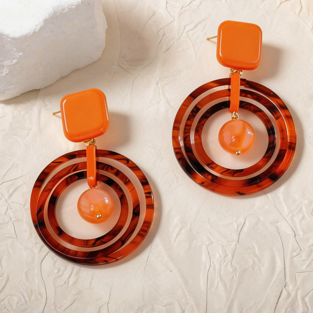 Silver Needle Acrylic Multi-Layer Round Earrings Vera Lux