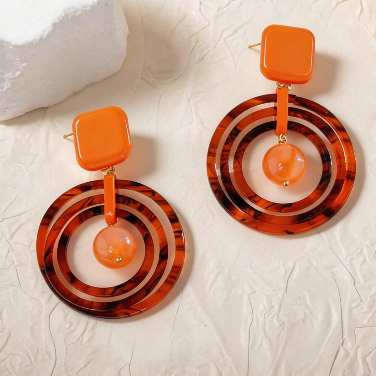 Silver Needle Acrylic Multi-Layer Round Earrings Vera Lux