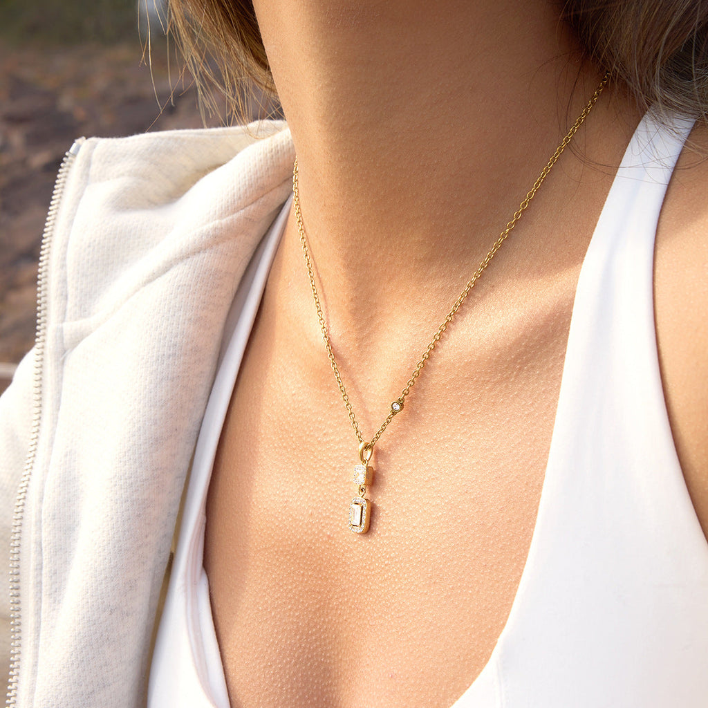 Square Zircon Pendant Necklace Collection Vera Lux