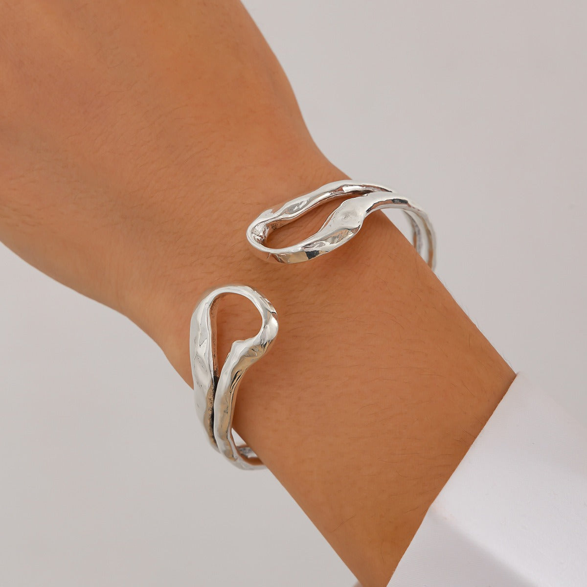 Double Ring Hollow Spring Open Bracelet Punk Style Round Bead Pendant Stacking Bracelet Vera Lux