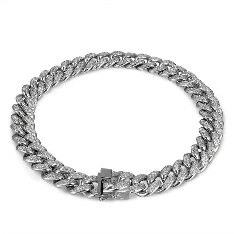 Stainless Steel Titanium Steel Cuban Chain Necklace Bracelet Vera Lux