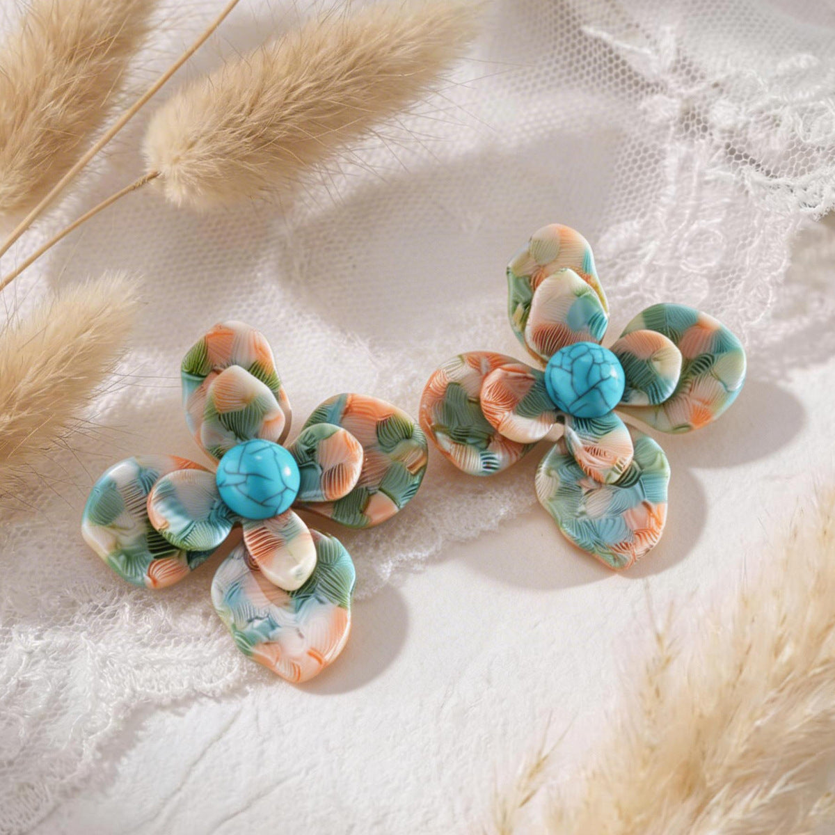 Retro Resin Flower Stud Earrings Vera Lux