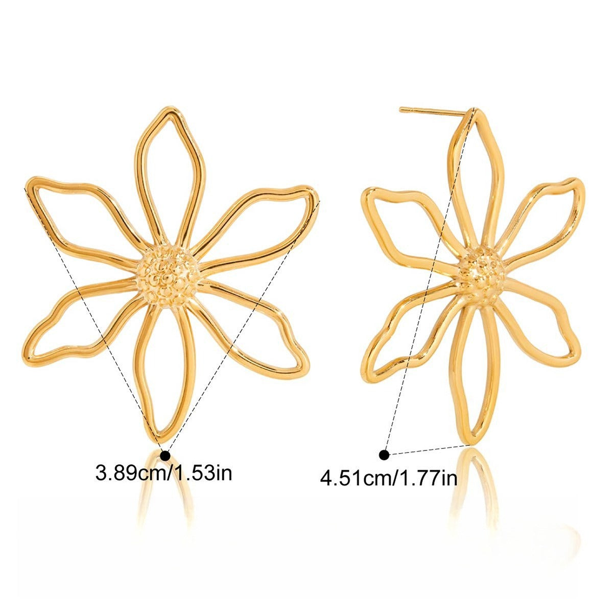 18K gold wire flower stud earrings Vera Lux