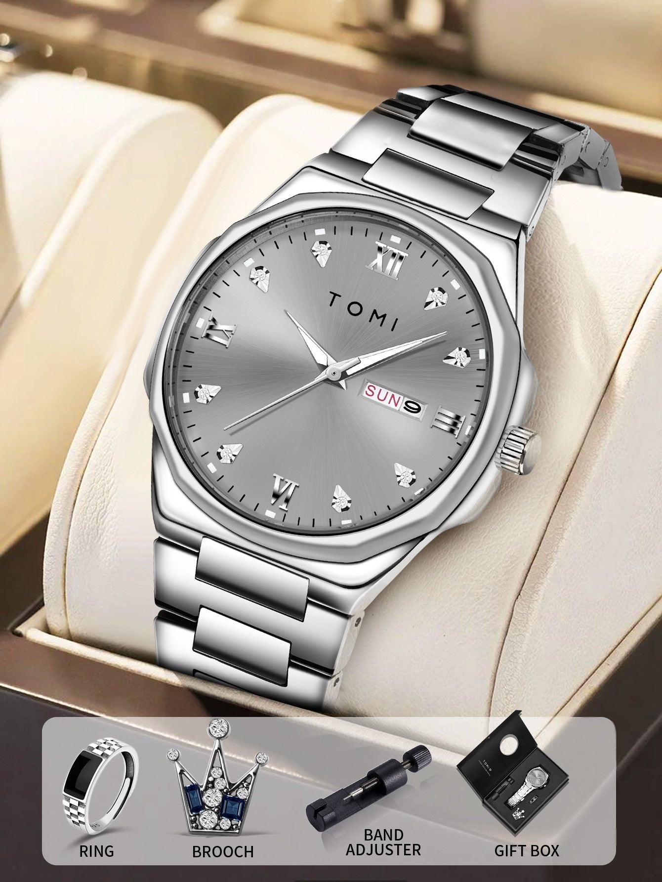Simple Diamond Encrusted Quartz Watch Fashionable Vera Lux