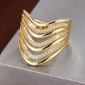 Multi-layer Curved Micro-pave Cubic Zirconia Ring Fashionable Andive Design Perfect For Stacking Vera Lux