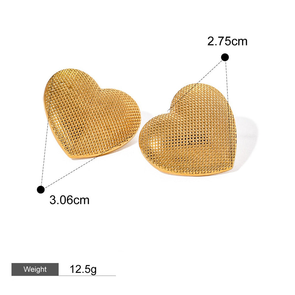 18k gold heart-shaped earrings with grainy design Vera Lux