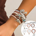 Retro ethnic style bull head turquoise beaded elastic bracelet Vera Lux