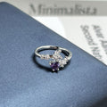 Women Nine Purple Fire Theme Purple Crystal Open Adjustable Ring, Elegant Premium Light Luxury Style Sweet Cool Contrast Design, Unique Niche Fashion Finger Ring For Party Daily Wear Vera Lux