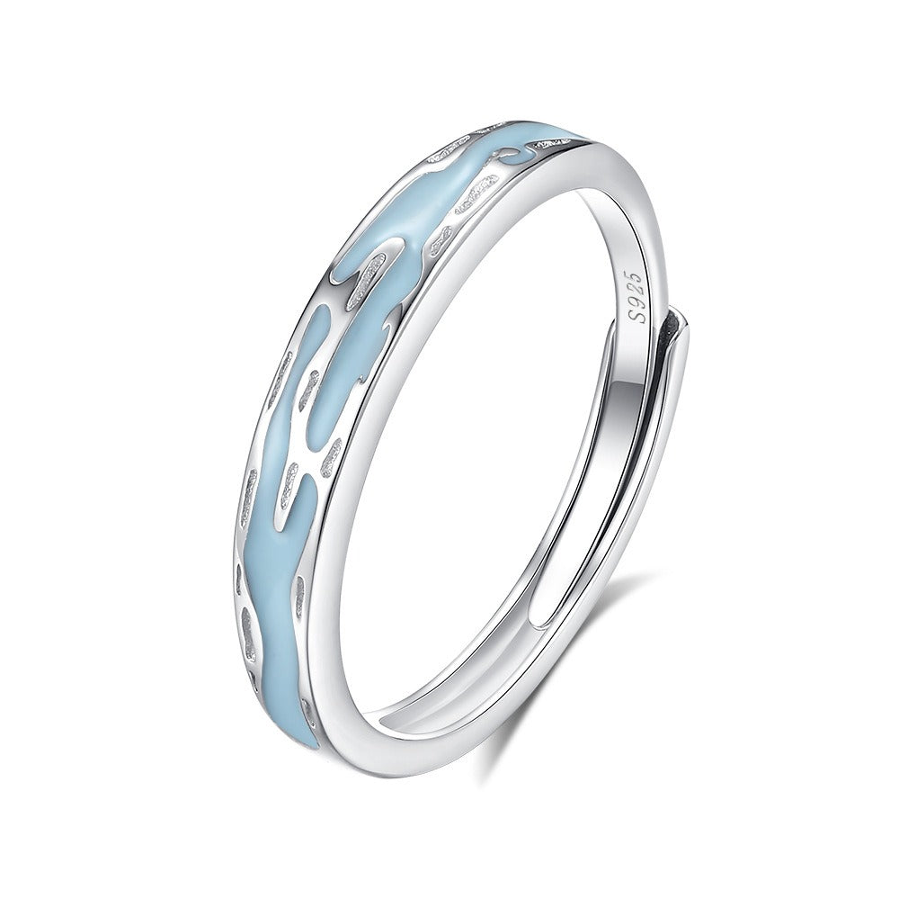 S925 sterling silver Jiangnan Misty Rain fluorescent couple ring Vera Lux
