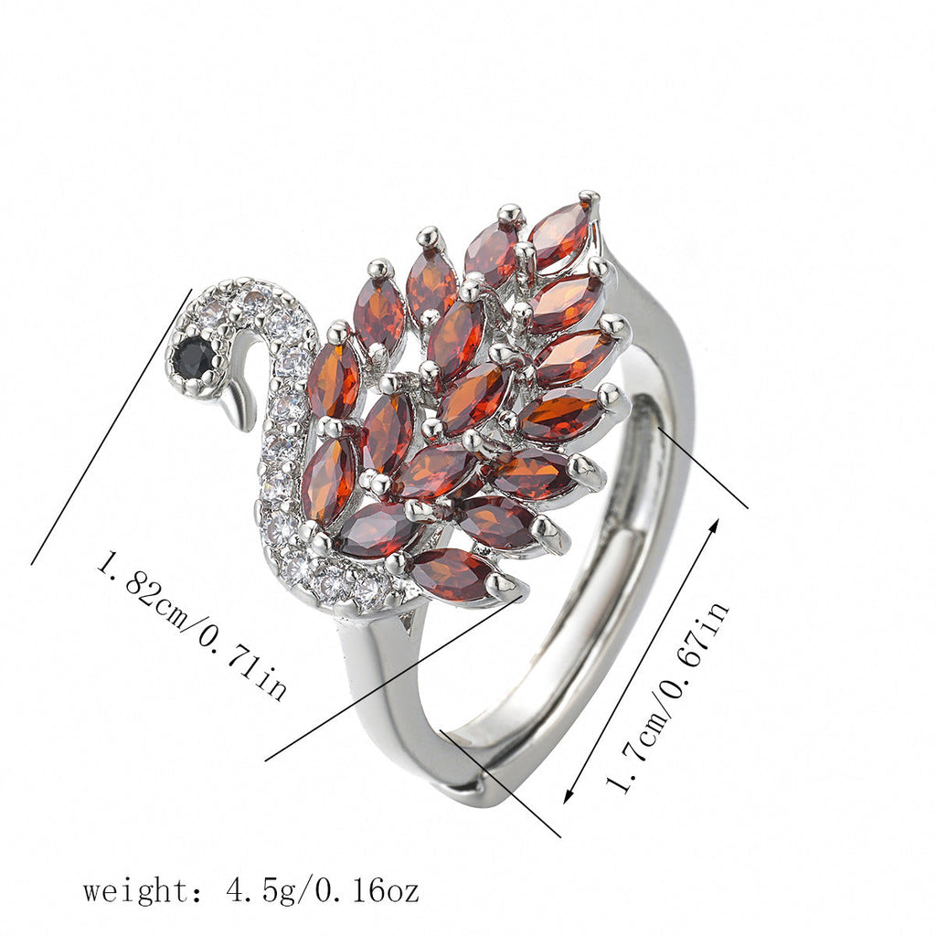 Colorful Zircon Cute Swan Ring Vera Lux