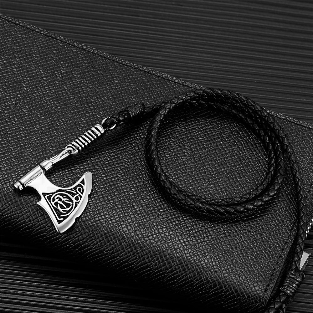 Fashionable And Versatile Leather Rope Bracelet With A Genuine Leather And Stainless Steel Axe Pendant Vera Lux