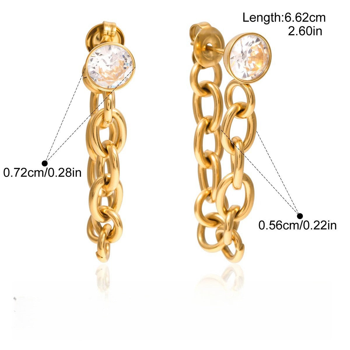 18K gold lightweight luxury earrings with zircon and tassel design. Vera Lux