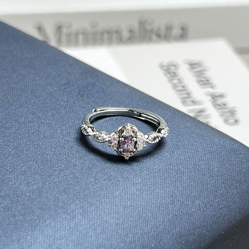 Women Nine Purple Fire Theme Purple Crystal Open Adjustable Ring, Elegant Premium Light Luxury Style Sweet Cool Contrast Design, Unique Niche Fashion Finger Ring For Party Daily Wear Vera Lux