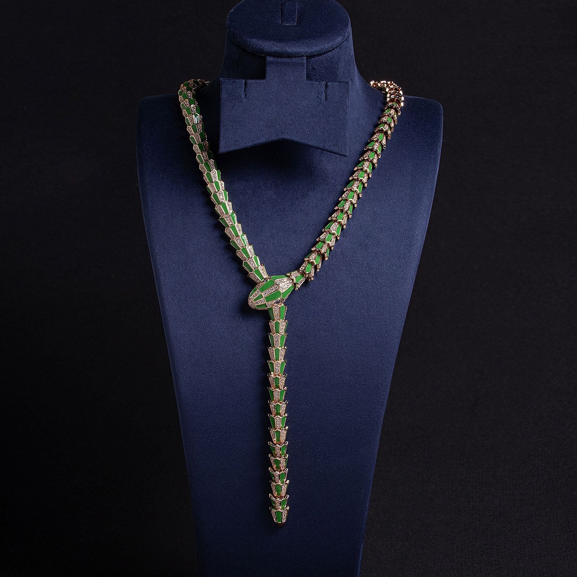 S925 Silver Snake-Shaped Enamel Necklace Vera Lux