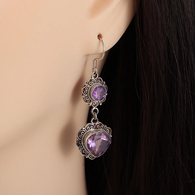Purple Turquoise Earrings Ethnic Style Bohemian Flair Unique Personality Vera Lux