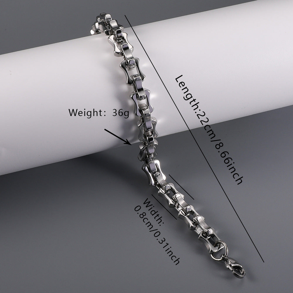 Popular Streetwear Cuban Chain Bracelet For Men, Bold Domineering Punk Hip Hop Design, All-match Stainless Steel Titanium Steel Fashion Accessories Vera Lux
