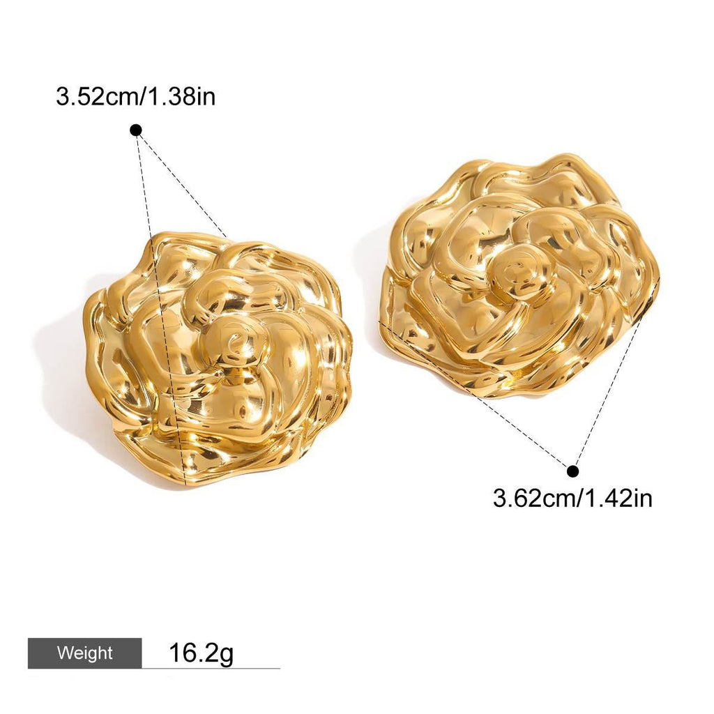 18K gold flower-shaped earrings with textured design Vera Lux
