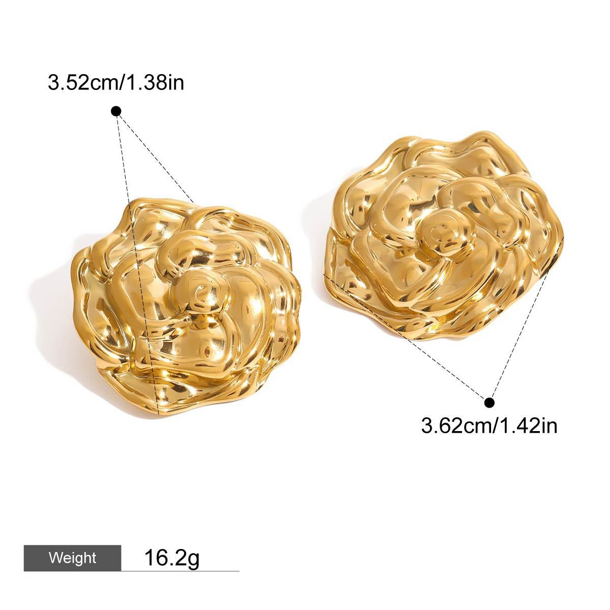 18K gold flower-shaped earrings with textured design Vera Lux