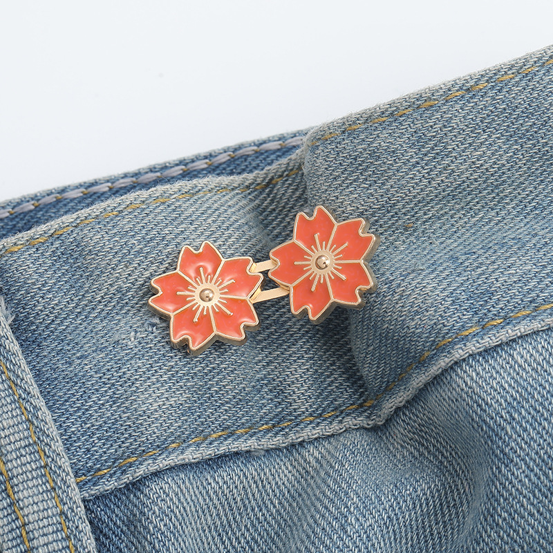 Cherry Blossom waist buckle-Orange-Alloy-1 pair Vera Lux