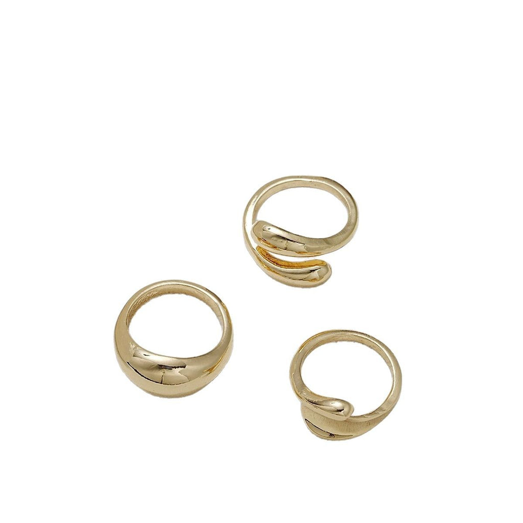 3Pcs Minimalist Metal Smooth Ring Set, Exaggerated Geometric High Grade Finger Rings Vera Lux