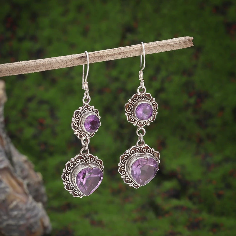 Purple Turquoise Earrings Ethnic Style Bohemian Flair Unique Personality Vera Lux