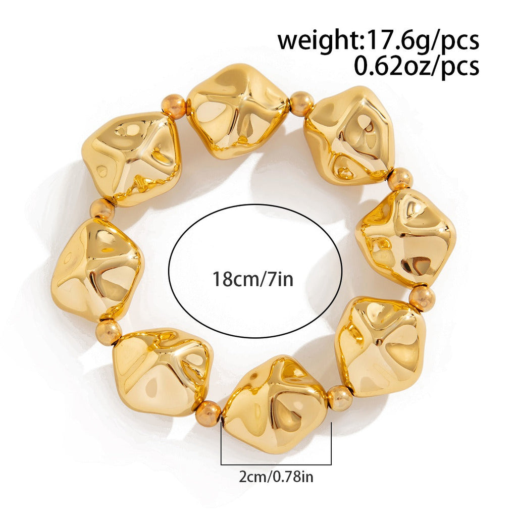 18k gold irregular personalized geometric round bead bracelet Vera Lux