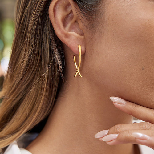 18k gold cross earrings Vera Lux
