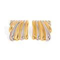 18K gold geometric shape with gold and silver color matching design classic personality earrings Vera Lux